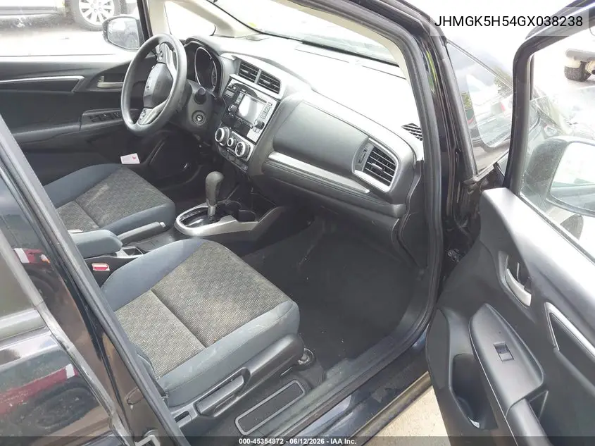 2016 Honda Fit Lx VIN: JHMGK5H54GX038238 Lot: 45354872
