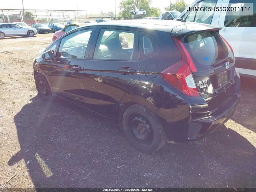2016 Honda Fit Lx VIN: JHMGK5H55GX011114 Lot: 45450997
