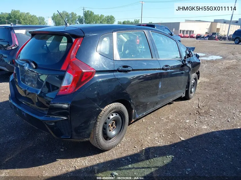 2016 Honda Fit Lx VIN: JHMGK5H55GX011114 Lot: 45450997