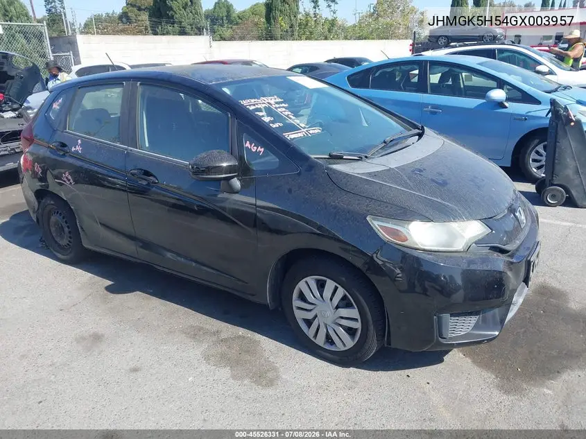 2016 Honda Fit Lx VIN: JHMGK5H54GX003957 Lot: 45526331