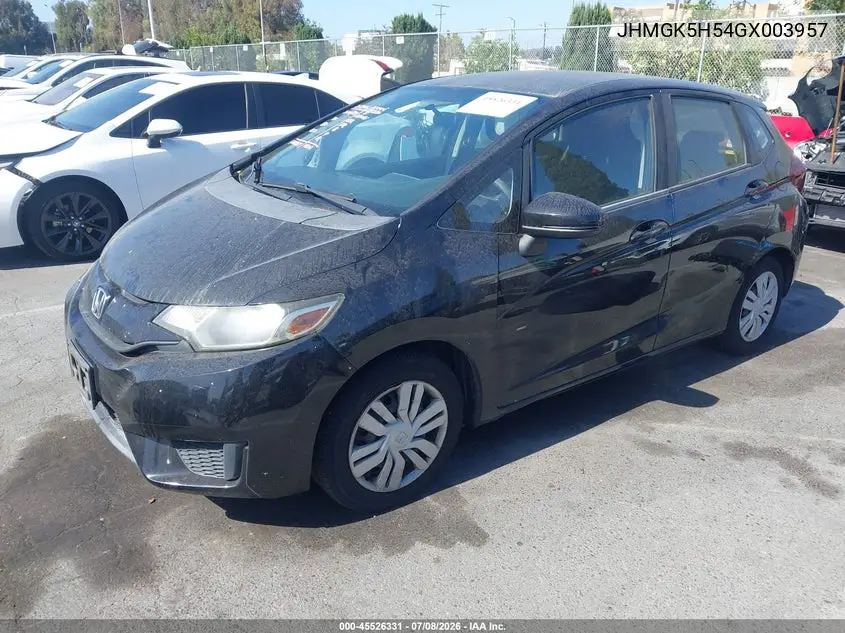 2016 Honda Fit Lx VIN: JHMGK5H54GX003957 Lot: 45526331