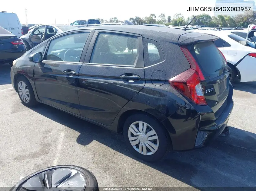 2016 Honda Fit Lx VIN: JHMGK5H54GX003957 Lot: 45526331