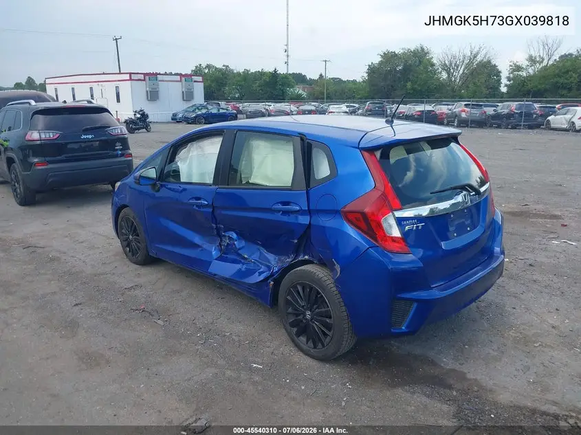 2016 Honda Fit Ex VIN: JHMGK5H73GX039818 Lot: 45540310
