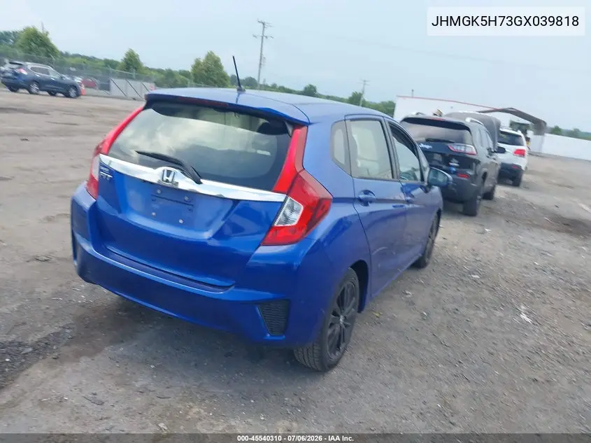 2016 Honda Fit Ex VIN: JHMGK5H73GX039818 Lot: 45540310