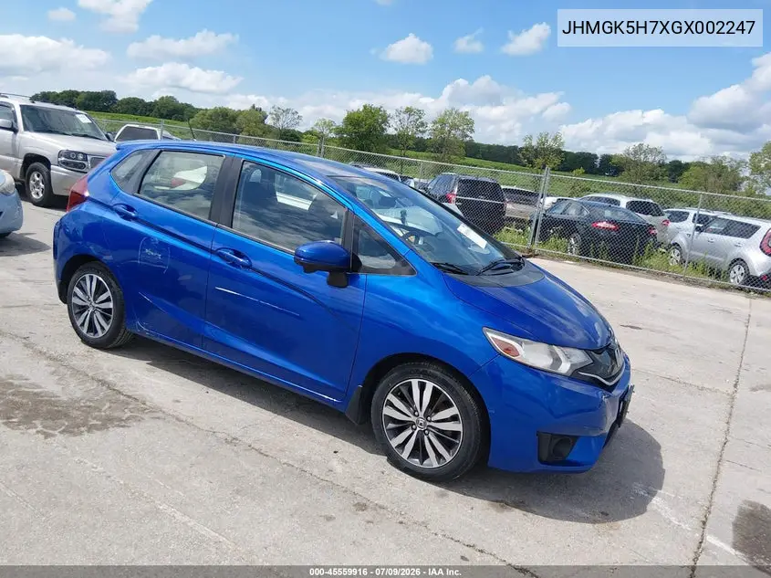 2016 Honda Fit Ex VIN: JHMGK5H7XGX002247 Lot: 45559916