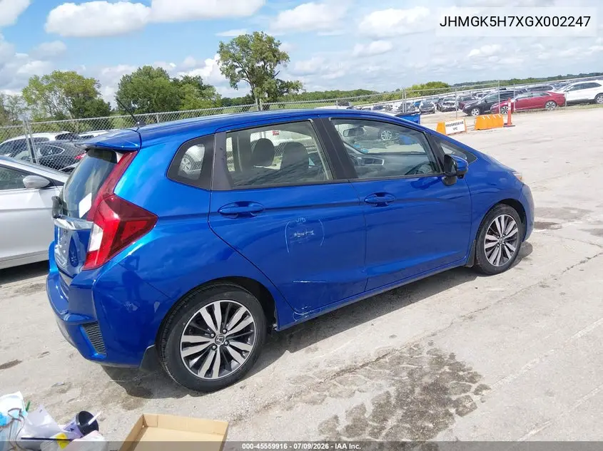 2016 Honda Fit Ex VIN: JHMGK5H7XGX002247 Lot: 45559916