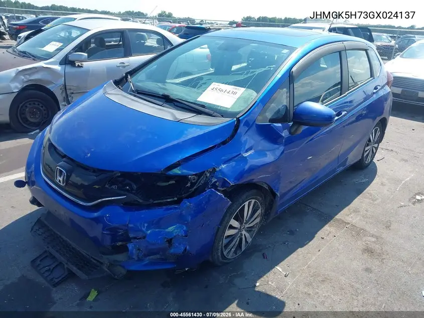 2016 Honda Fit Ex VIN: JHMGK5H73GX024137 Lot: 45561430