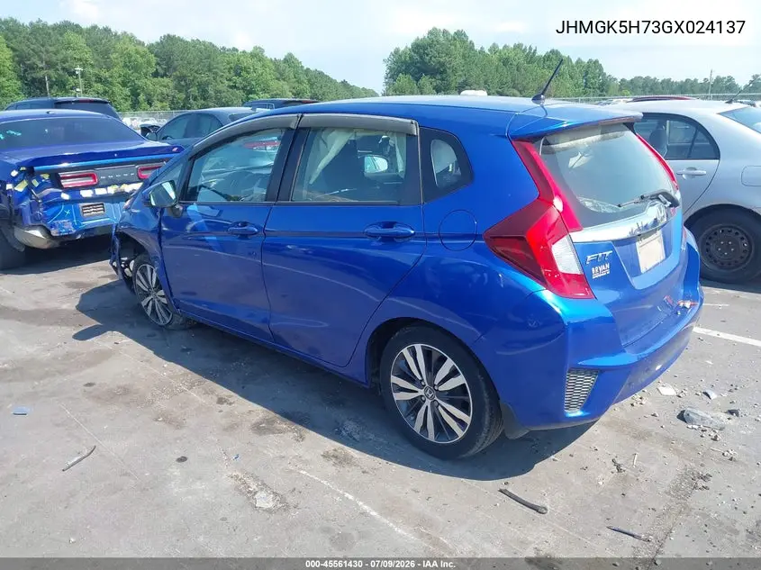 2016 Honda Fit Ex VIN: JHMGK5H73GX024137 Lot: 45561430