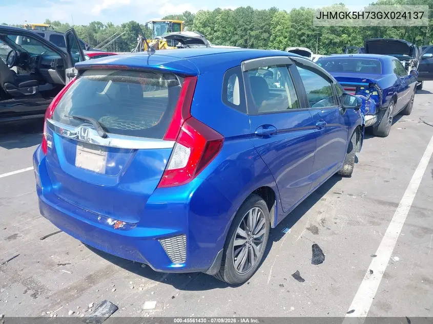 2016 Honda Fit Ex VIN: JHMGK5H73GX024137 Lot: 45561430