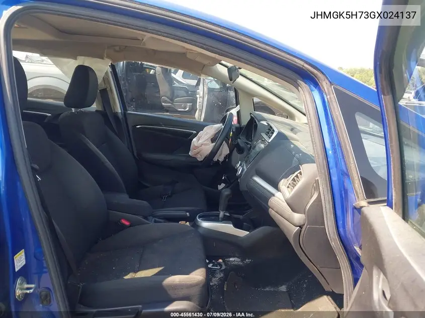 2016 Honda Fit Ex VIN: JHMGK5H73GX024137 Lot: 45561430