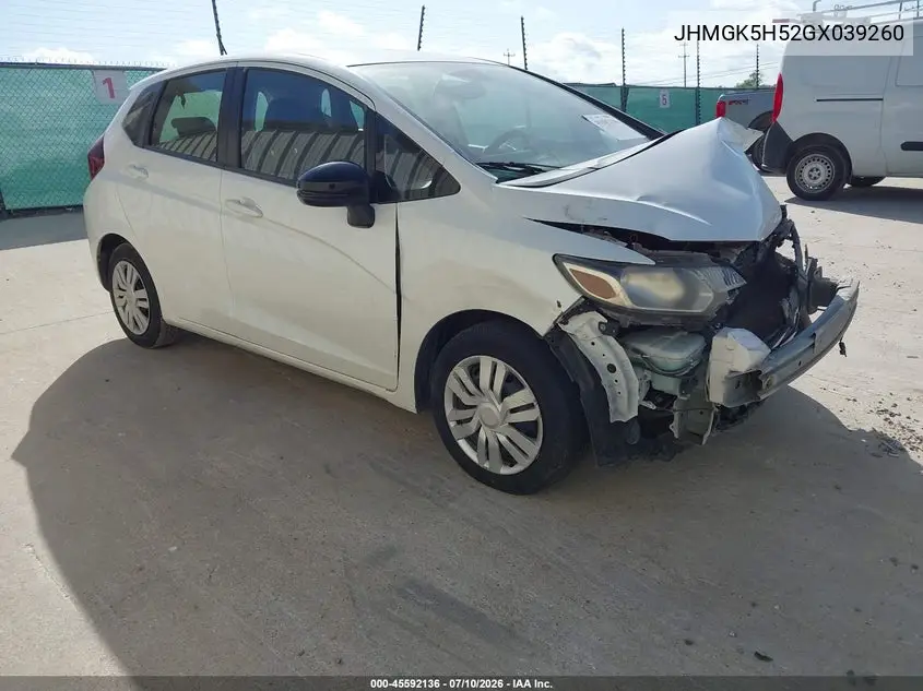 2016 Honda Fit Lx VIN: JHMGK5H52GX039260 Lot: 45592136