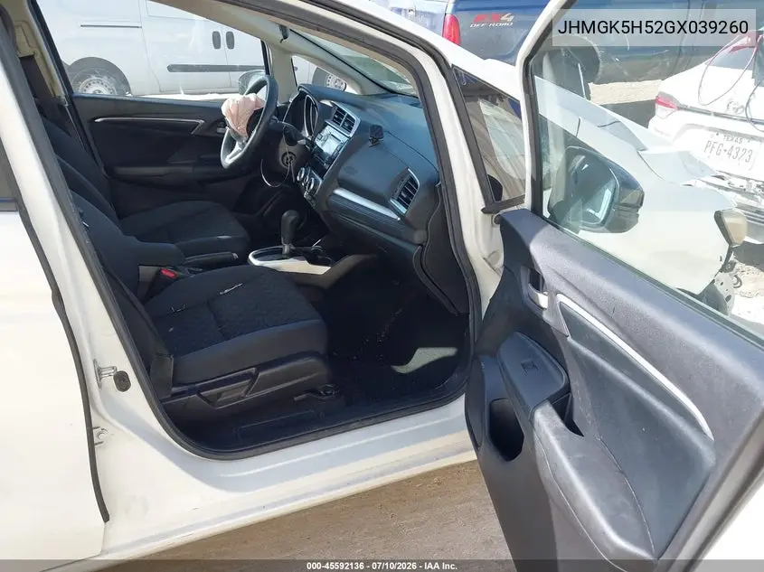 2016 Honda Fit Lx VIN: JHMGK5H52GX039260 Lot: 45592136