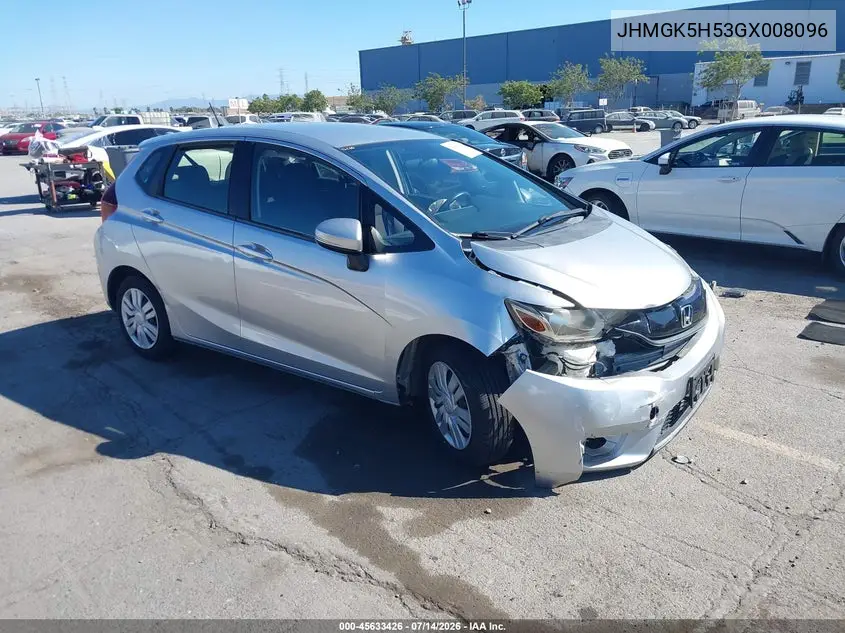 2016 Honda Fit Lx VIN: JHMGK5H53GX008096 Lot: 45633426