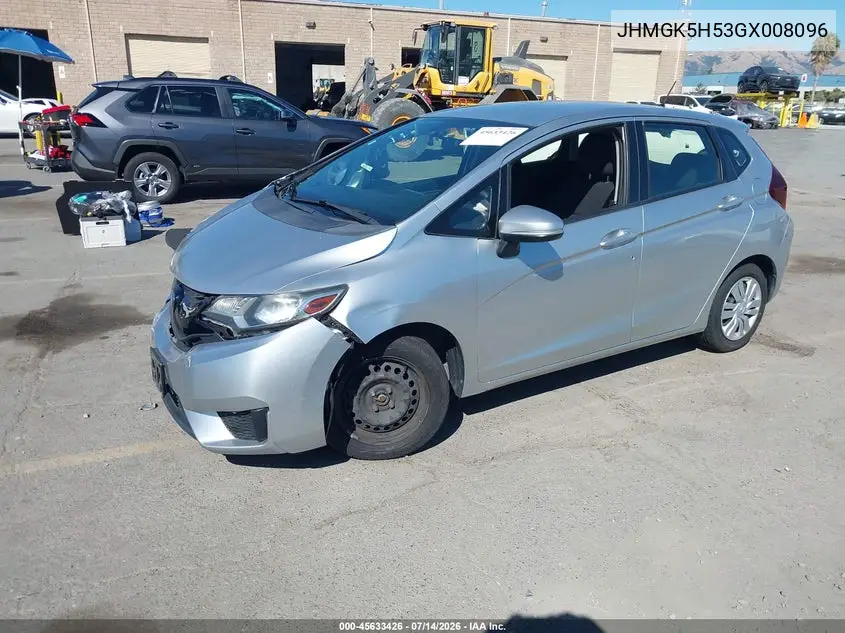 2016 Honda Fit Lx VIN: JHMGK5H53GX008096 Lot: 45633426