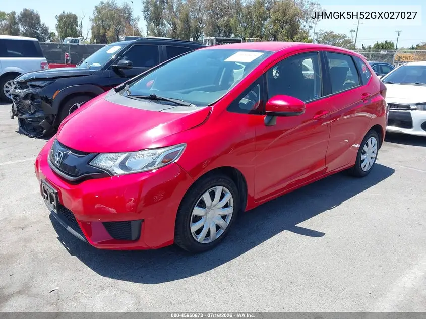 2016 Honda Fit Lx VIN: JHMGK5H52GX027027 Lot: 45650673