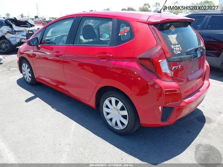 2016 Honda Fit Lx VIN: JHMGK5H52GX027027 Lot: 45650673