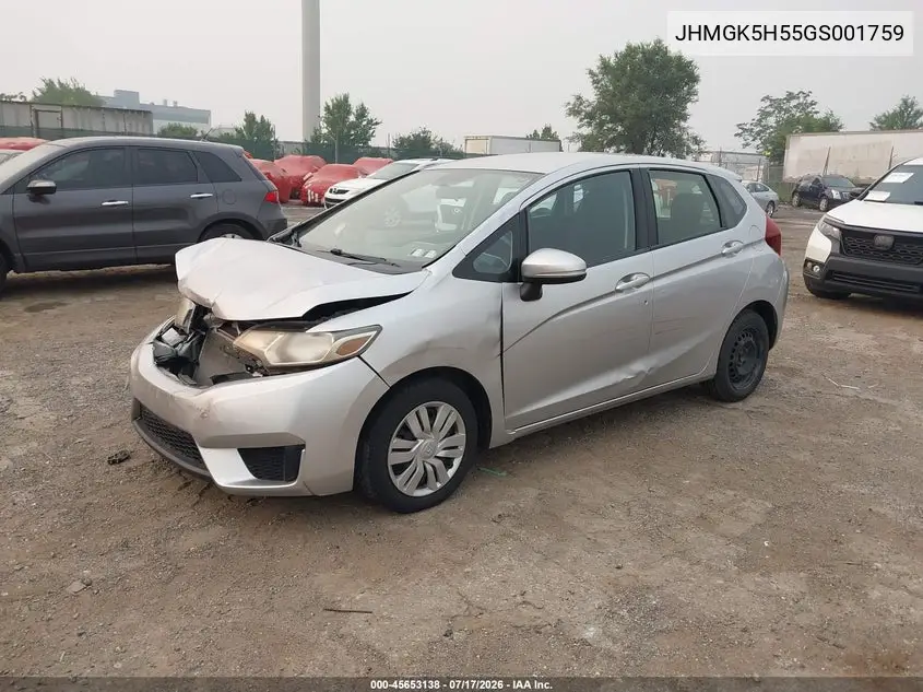 2016 Honda Fit Lx VIN: JHMGK5H55GS001759 Lot: 45653138