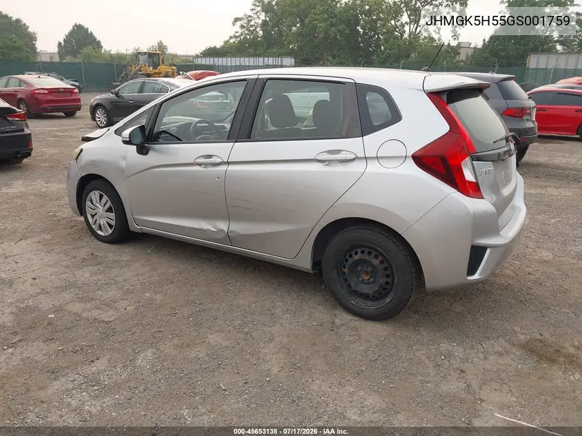 2016 Honda Fit Lx VIN: JHMGK5H55GS001759 Lot: 45653138