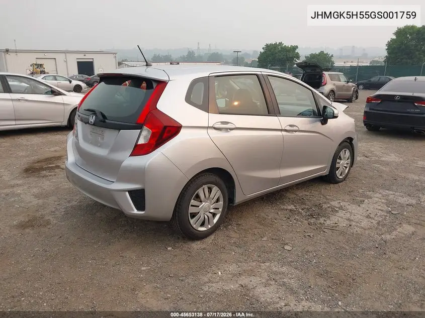 2016 Honda Fit Lx VIN: JHMGK5H55GS001759 Lot: 45653138