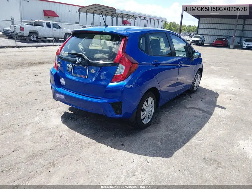 2016 Honda Fit Lx VIN: JHMGK5H58GX020678 Lot: 45668162