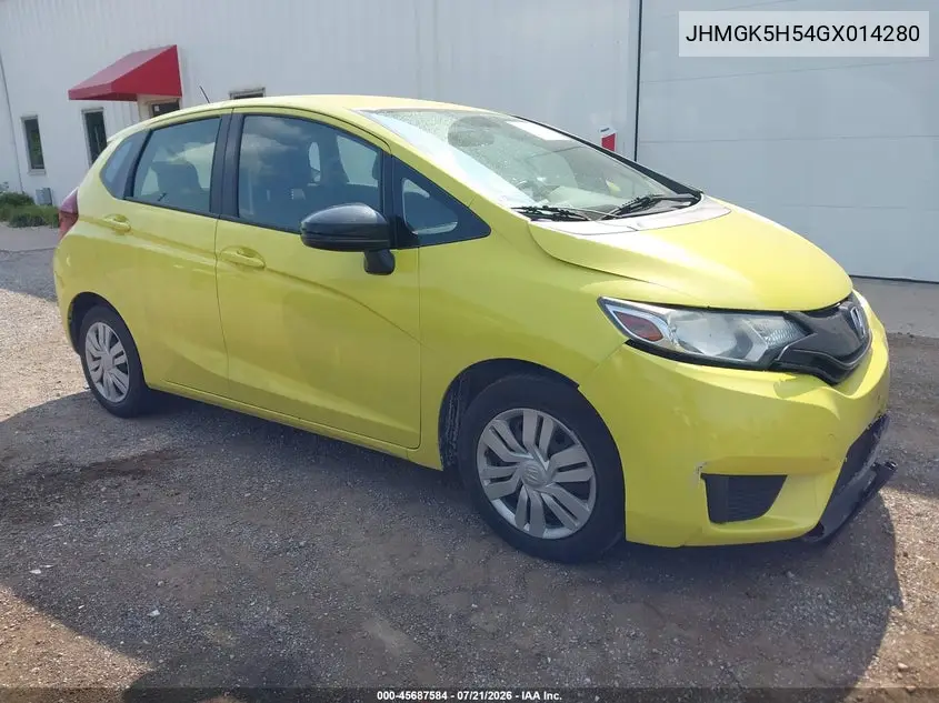 2016 Honda Fit Lx VIN: JHMGK5H54GX014280 Lot: 45687584