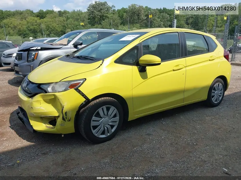 2016 Honda Fit Lx VIN: JHMGK5H54GX014280 Lot: 45687584