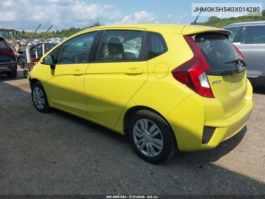 2016 Honda Fit Lx VIN: JHMGK5H54GX014280 Lot: 45687584