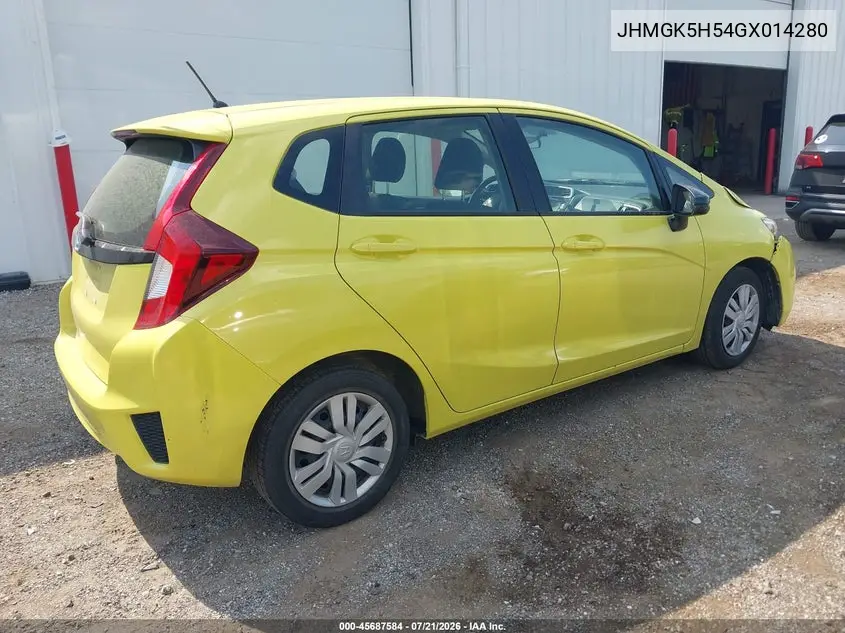 2016 Honda Fit Lx VIN: JHMGK5H54GX014280 Lot: 45687584
