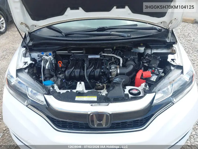 2019 Honda Fit Sport VIN: 3HGGK5H70KM104125 Lot: 12639046