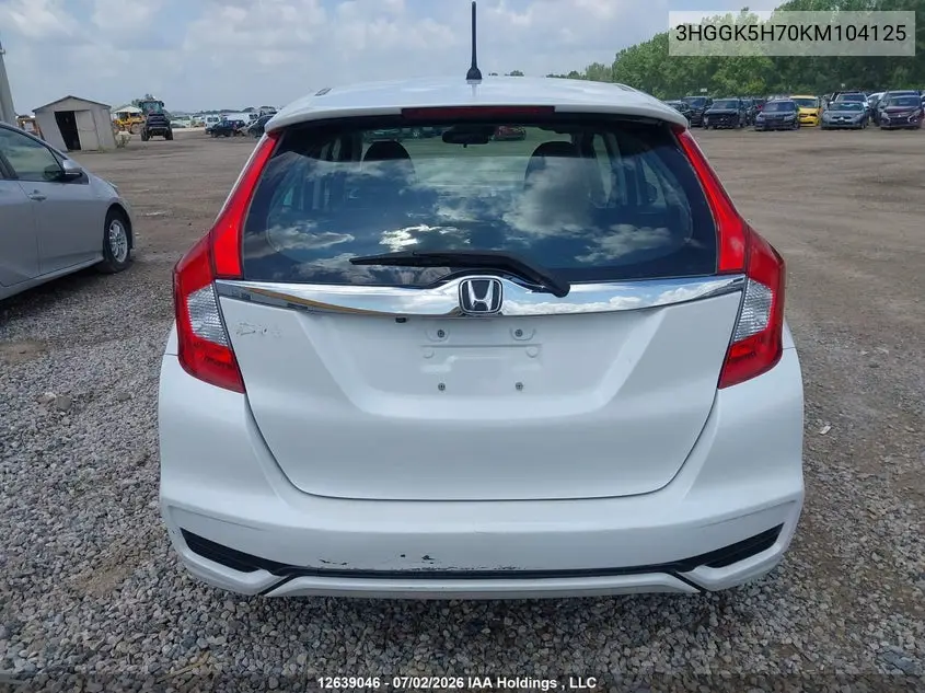 2019 Honda Fit Sport VIN: 3HGGK5H70KM104125 Lot: 12639046