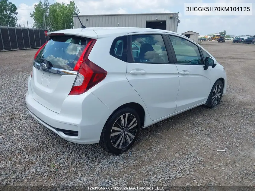 2019 Honda Fit Sport VIN: 3HGGK5H70KM104125 Lot: 12639046