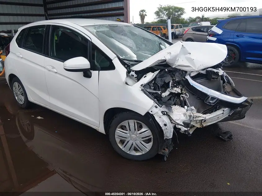 2019 Honda Fit Lx VIN: 3HGGK5H49KM700193 Lot: 45354301