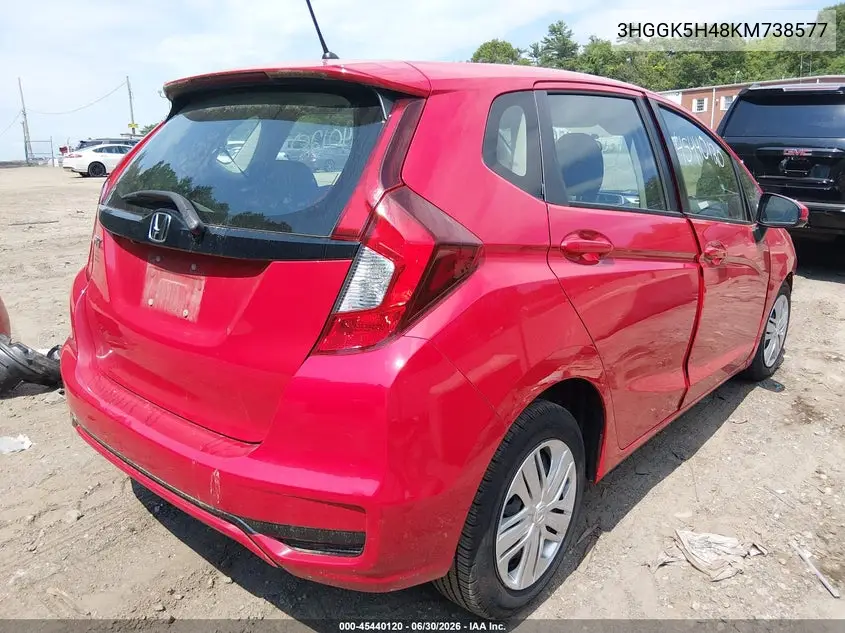2019 Honda Fit Lx VIN: 3HGGK5H48KM738577 Lot: 45440120