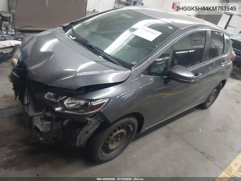 2019 Honda Fit Lx VIN: 3HGGK5H44KM753545 Lot: 45589300