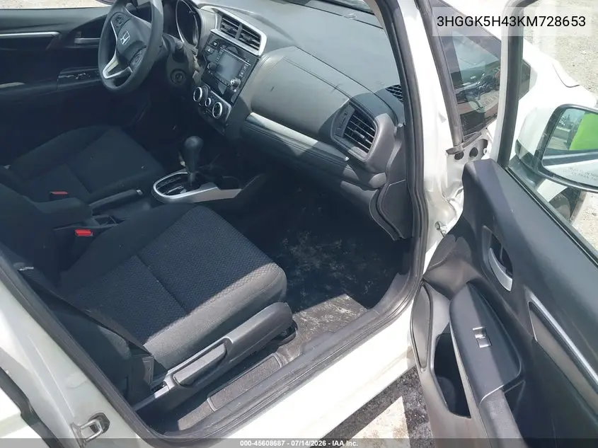 2019 Honda Fit Lx VIN: 3HGGK5H43KM728653 Lot: 45608687