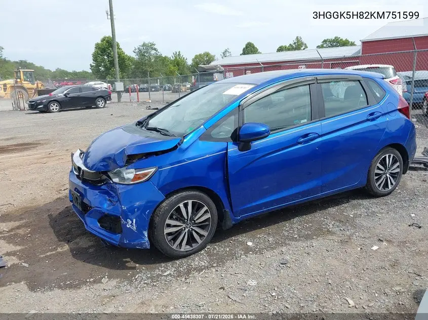 2019 Honda Fit Ex VIN: 3HGGK5H82KM751599 Lot: 45638307