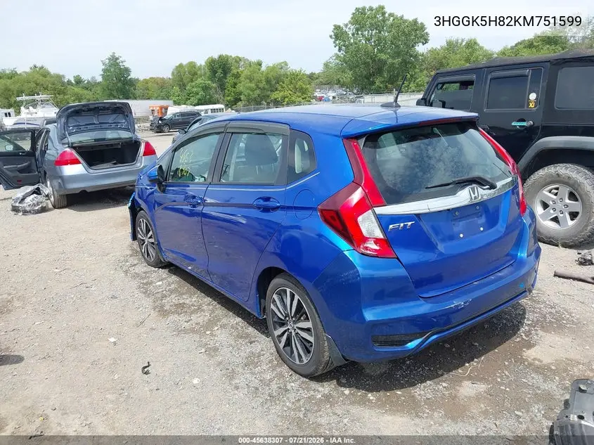 2019 Honda Fit Ex VIN: 3HGGK5H82KM751599 Lot: 45638307