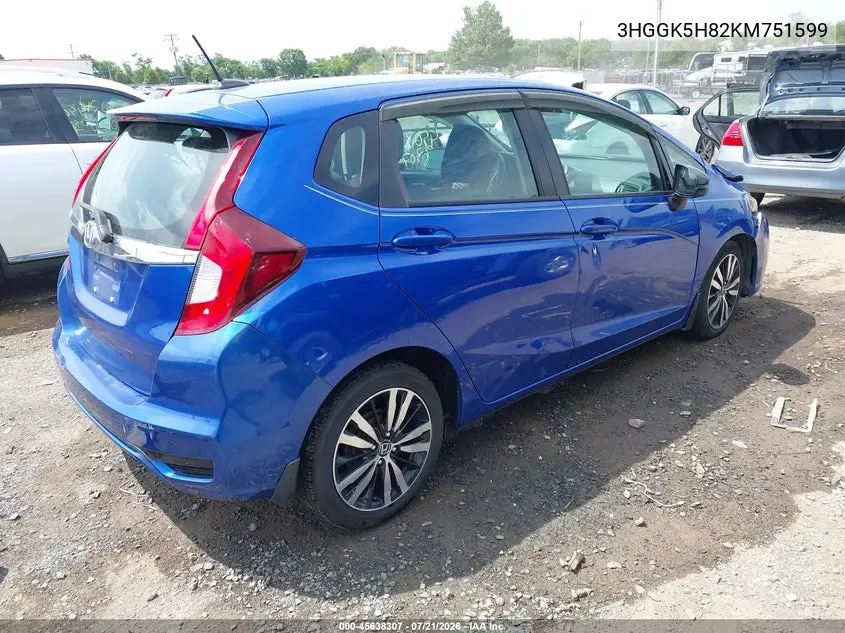 2019 Honda Fit Ex VIN: 3HGGK5H82KM751599 Lot: 45638307