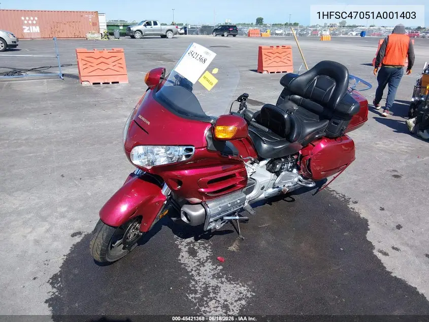 2001 Honda Gl1800 VIN: 1HFSC47051A001403 Lot: 45421368