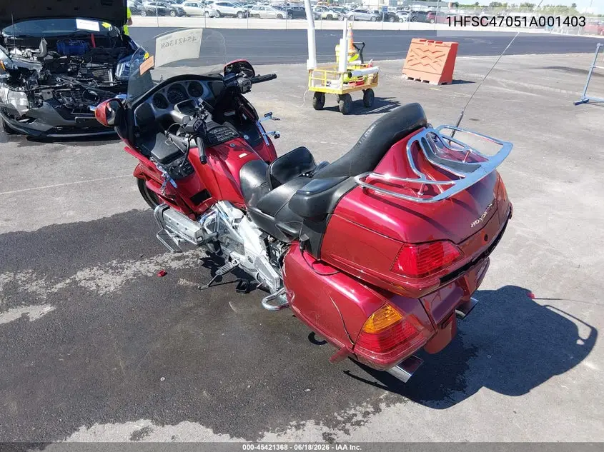 2001 Honda Gl1800 VIN: 1HFSC47051A001403 Lot: 45421368