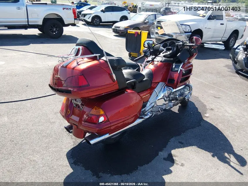 2001 Honda Gl1800 VIN: 1HFSC47051A001403 Lot: 45421368