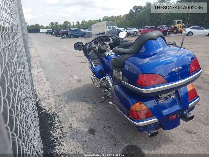 2001 Honda Gl1800 A VIN: 1HFSC47451A002036 Lot: 45429094