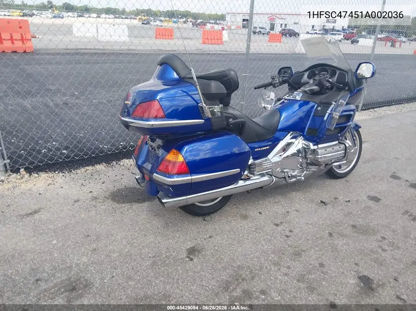 2001 Honda Gl1800 A VIN: 1HFSC47451A002036 Lot: 45429094