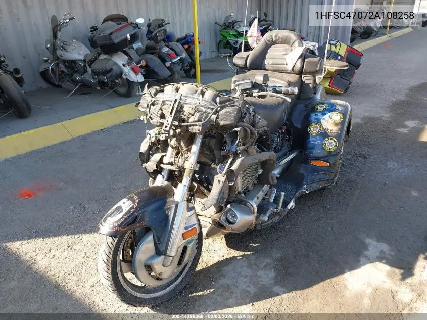 2002 Honda Gl1800 VIN: 1HFSC47072A108258 Lot: 44296369
