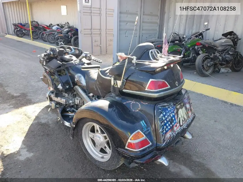 2002 Honda Gl1800 VIN: 1HFSC47072A108258 Lot: 44296369