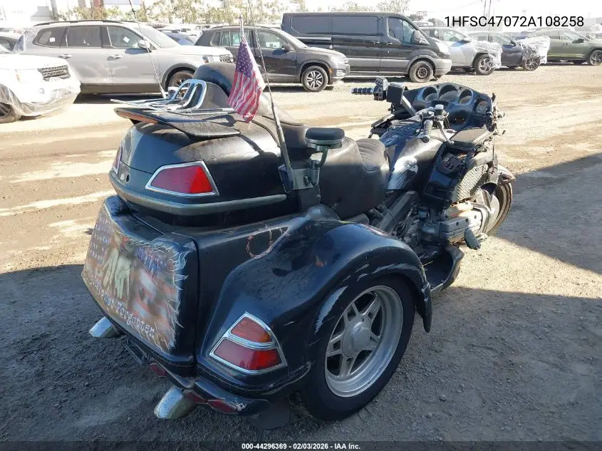 2002 Honda Gl1800 VIN: 1HFSC47072A108258 Lot: 44296369