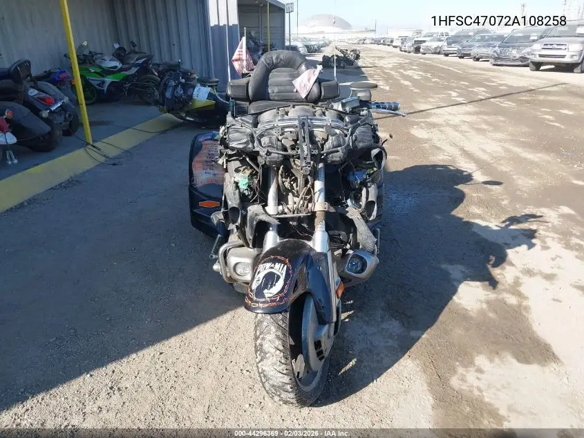 2002 Honda Gl1800 VIN: 1HFSC47072A108258 Lot: 44296369