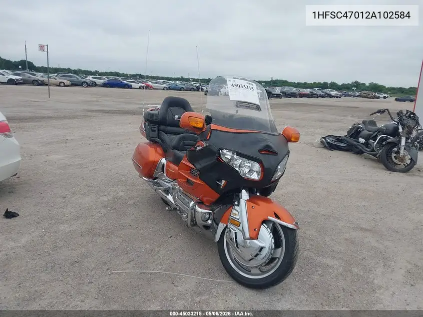 2002 Honda Gl1800 VIN: 1HFSC47012A102584 Lot: 45033215
