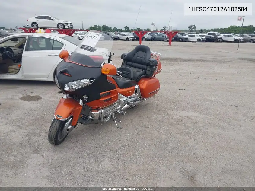 2002 Honda Gl1800 VIN: 1HFSC47012A102584 Lot: 45033215