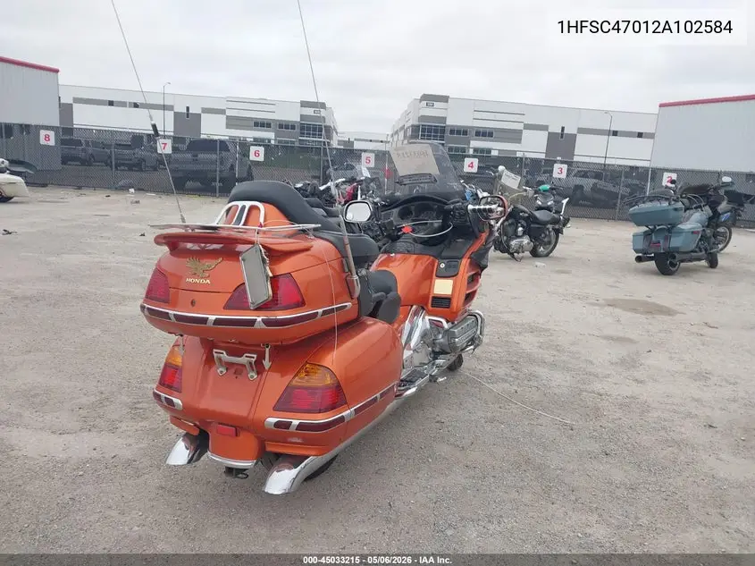 2002 Honda Gl1800 VIN: 1HFSC47012A102584 Lot: 45033215